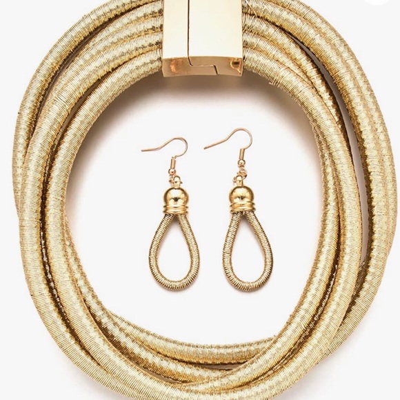 Boho Style Gold-Tone Necklace, Bracelet & Earrings Set - 4 Piece Set - Picture 12 of 14